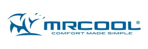 Blue polar bear logo with text: “MRCOOL Comfort Made Simple” on a white background.